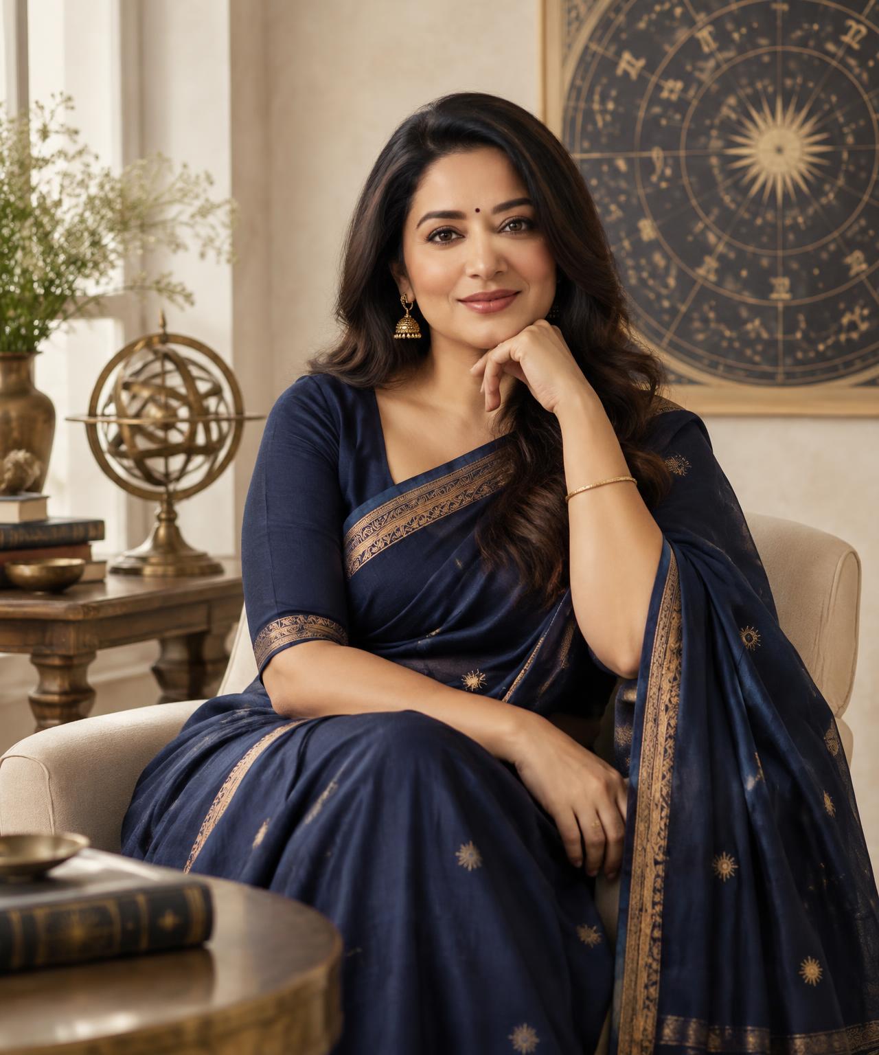 ASTRUZA astrologer in a refined consultation studio